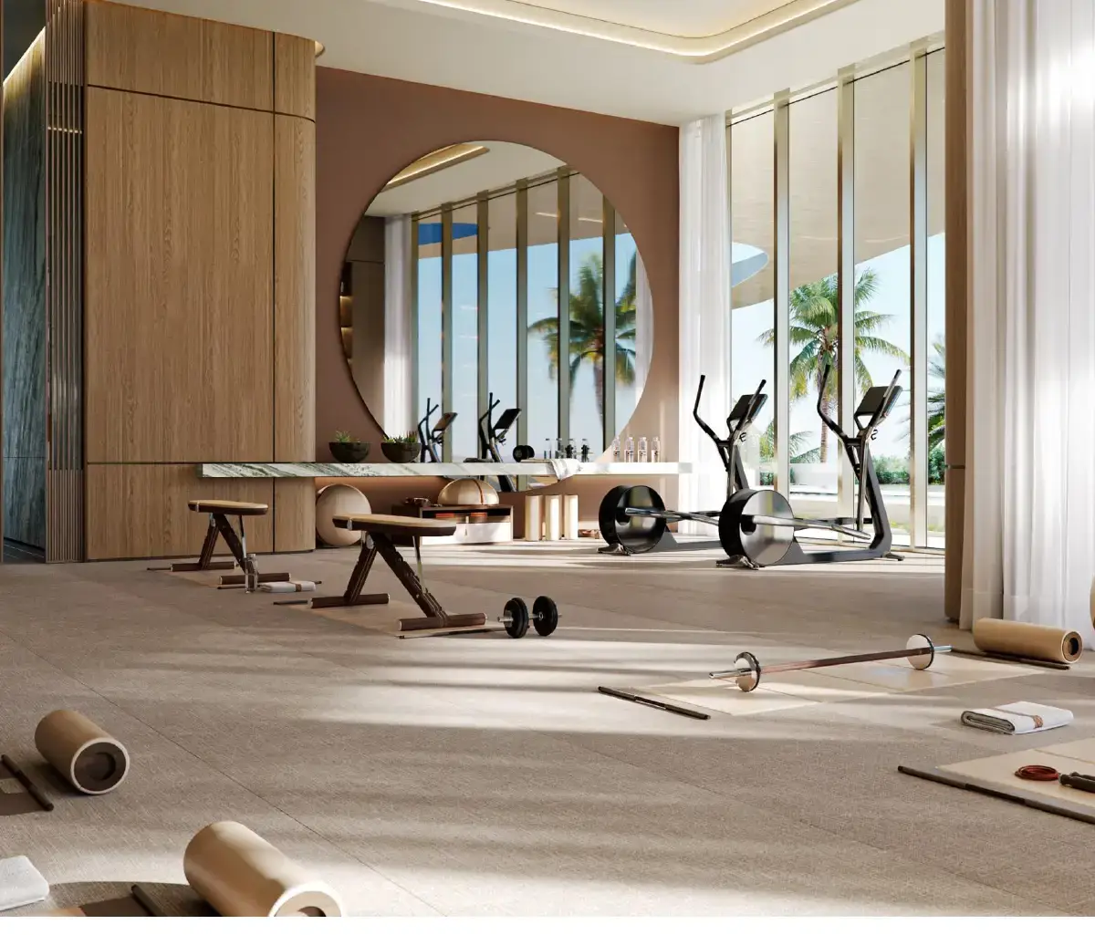Designer living room with marina views in W Residences, Abu Dhabi