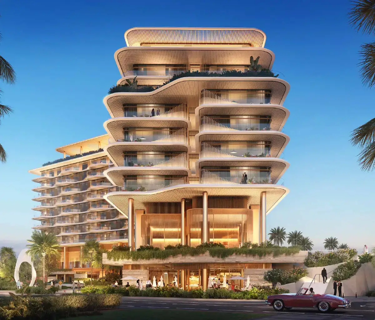 Stylish outdoor entrance to The Arthouse apartments in Abu Dhabi