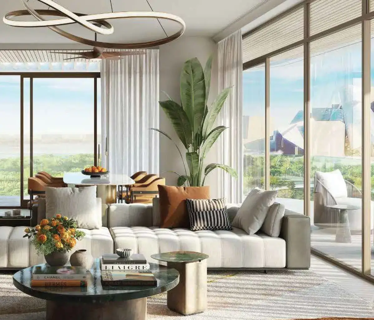 Modern bedroom with artistic accents and natural lighting in The Arthouse