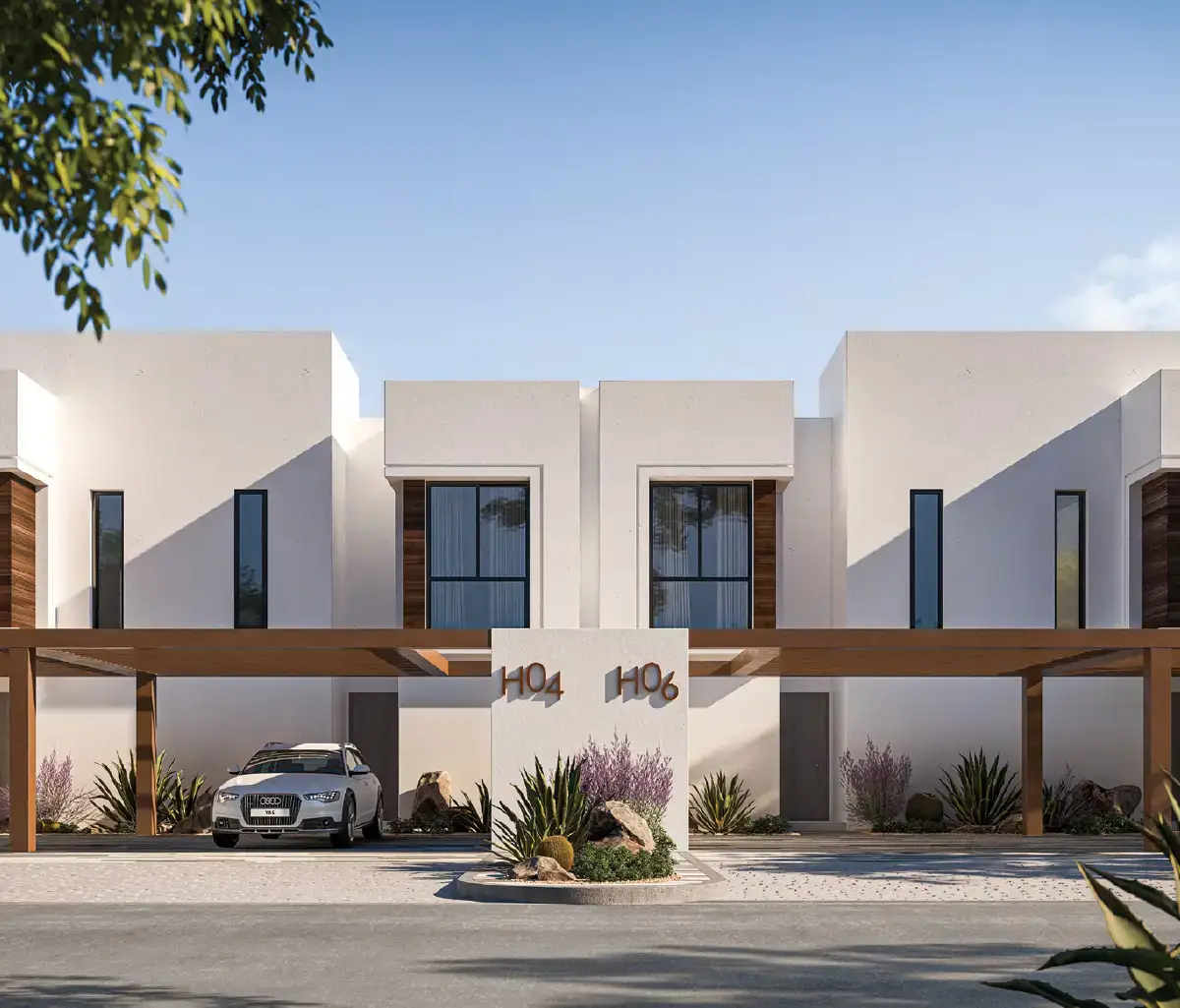 Bright and open community layout at Noya with green spaces and walkways