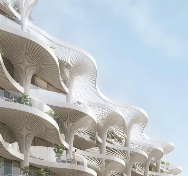 Elegant sea-facing residences at Mamsha Palm, Abu Dhabi with landscaped surroundings