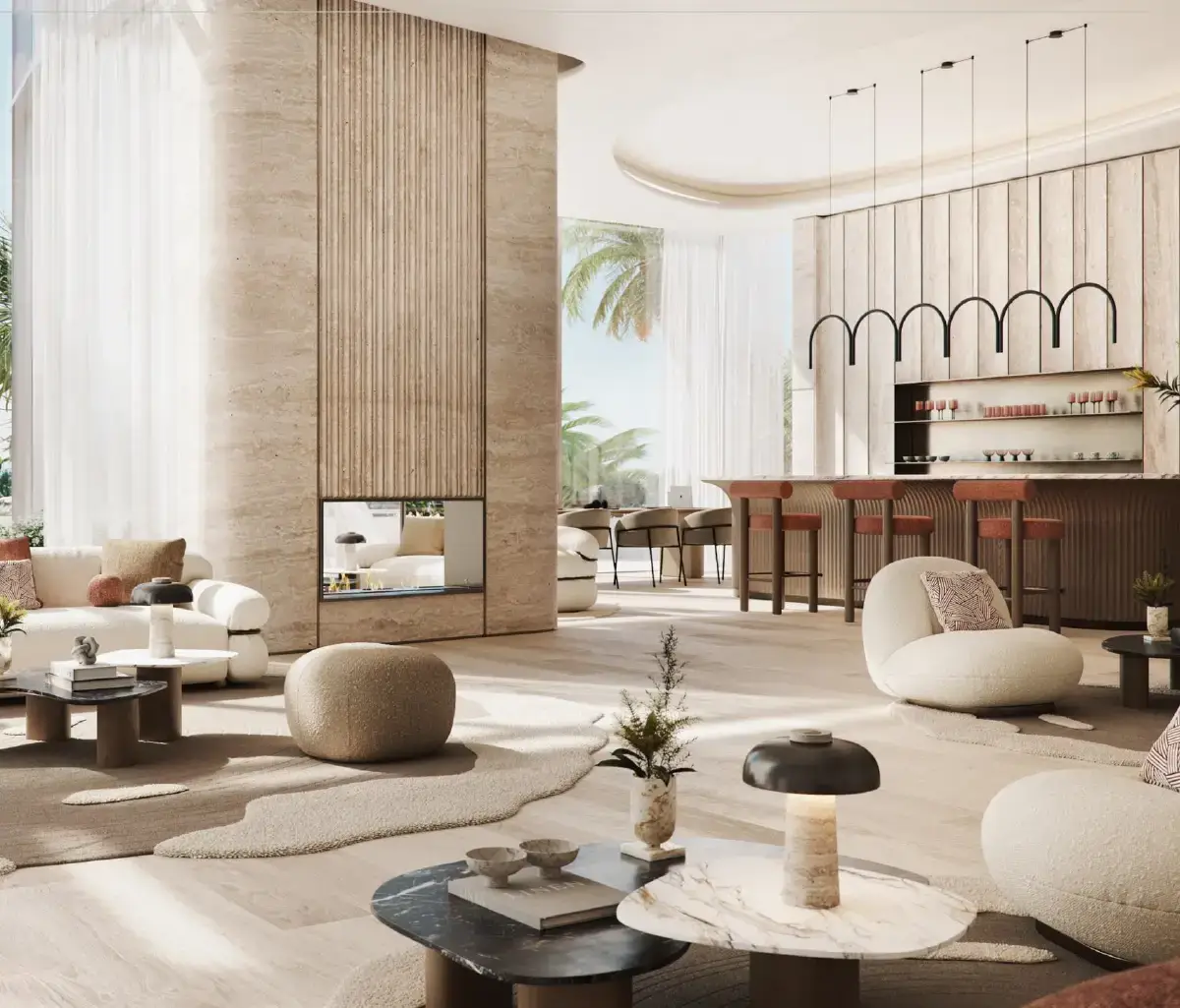 Elegant dining and living space in W Residences luxury apartment