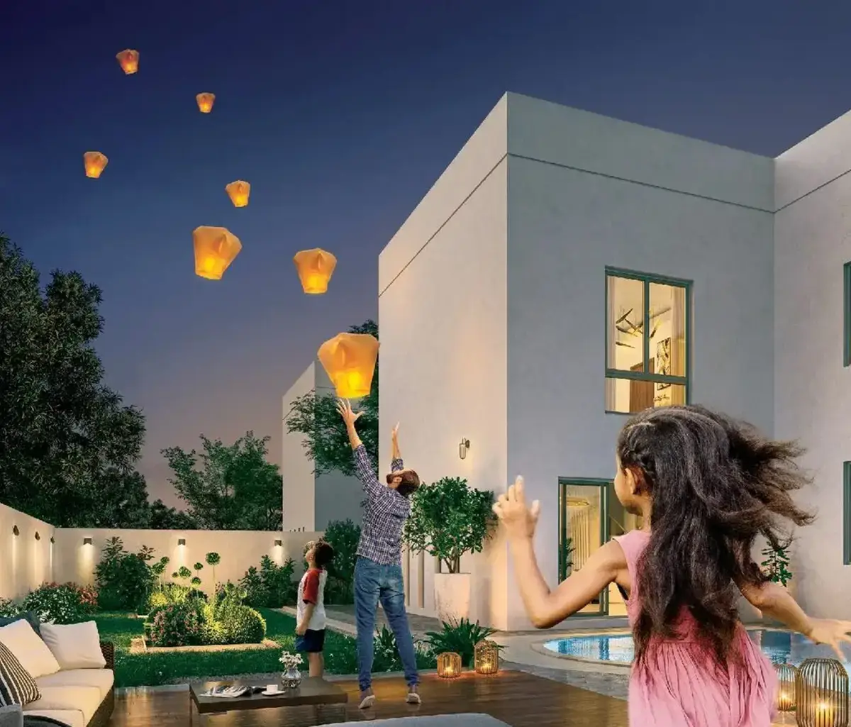 Family-friendly residential community with landscaped surroundings at Noya, Abu Dhabi