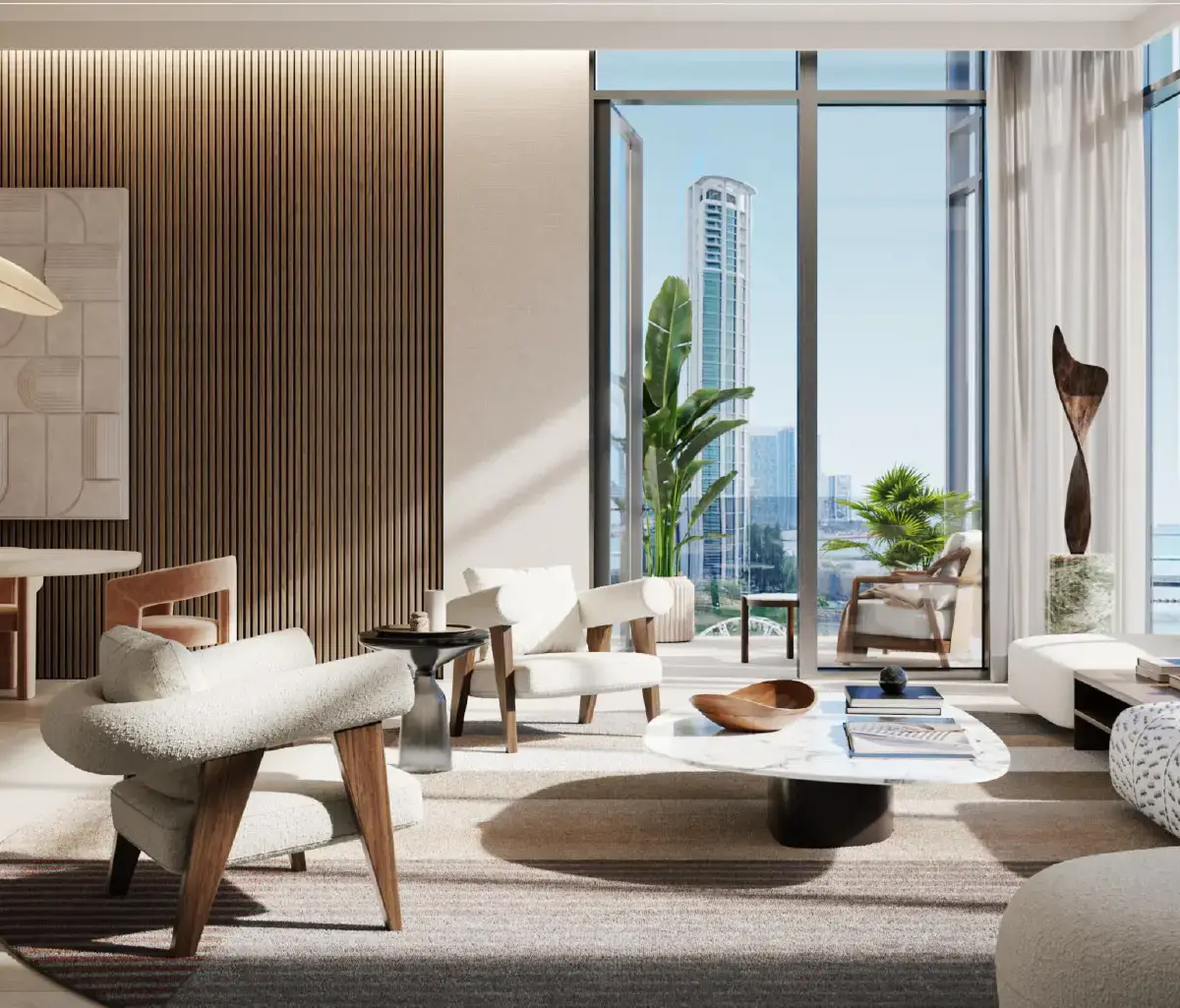 Spacious master bedroom with floor-to-ceiling windows in W Residences