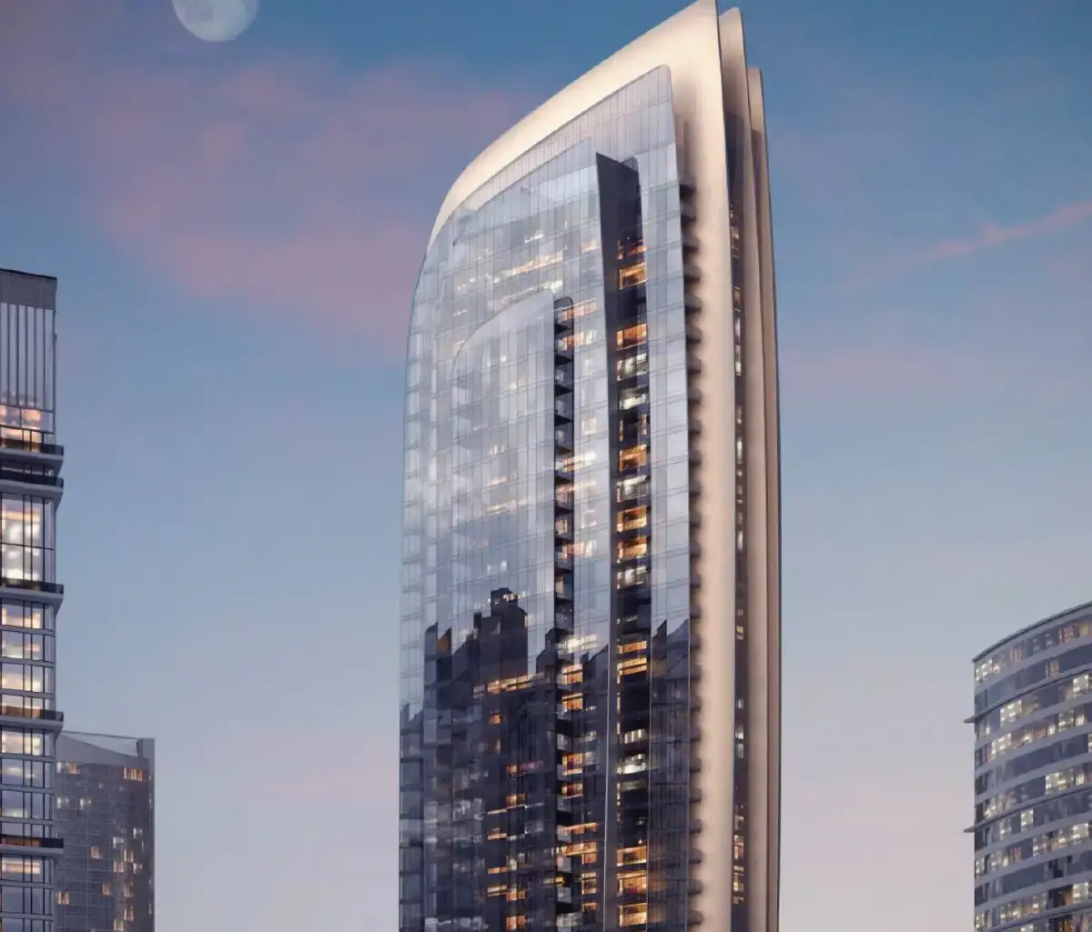 W Residences high-rise towers overlooking the marina on Yas Island, Abu Dhabi