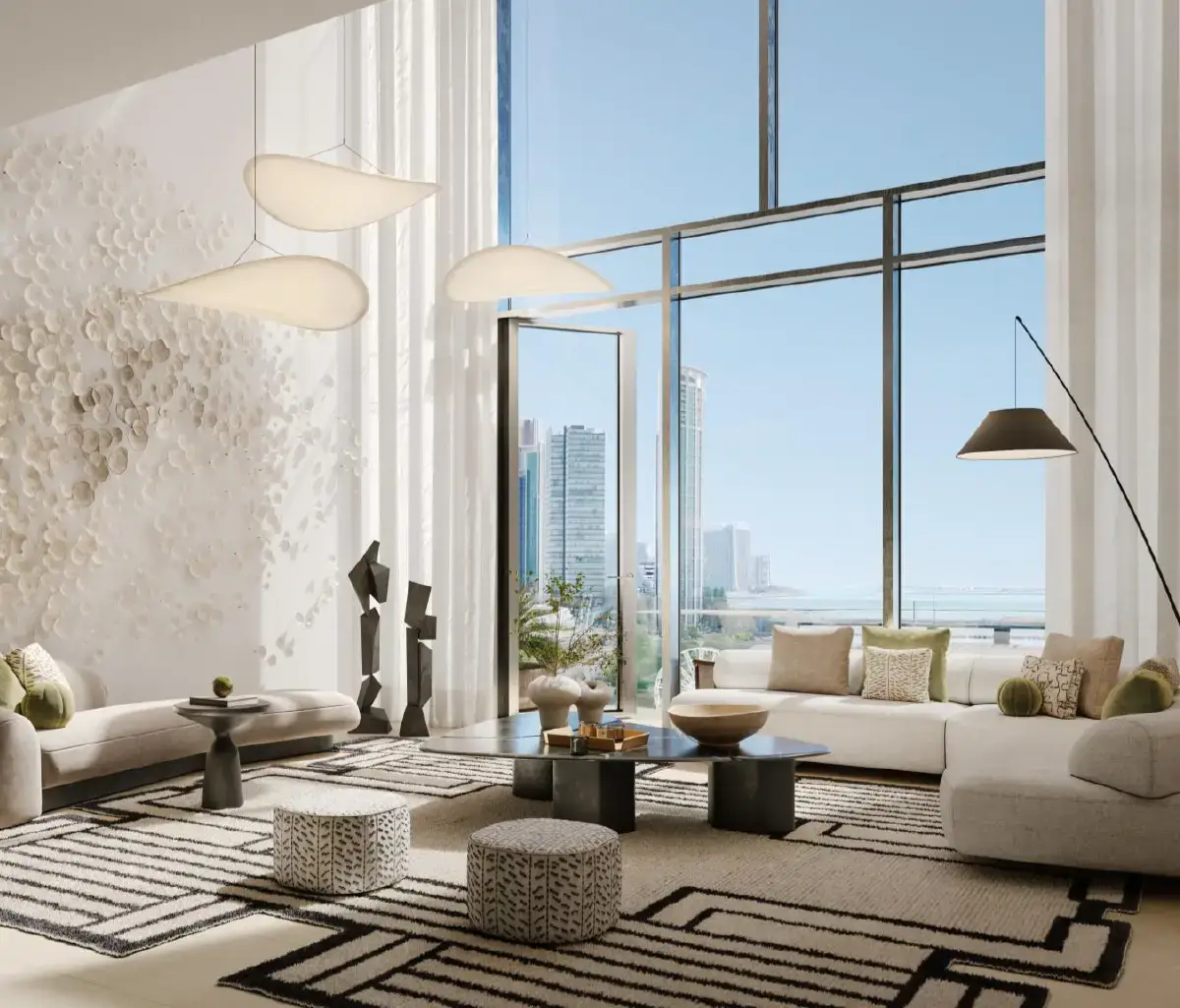 Modern open-concept kitchen with luxury fittings at W Residences apartment