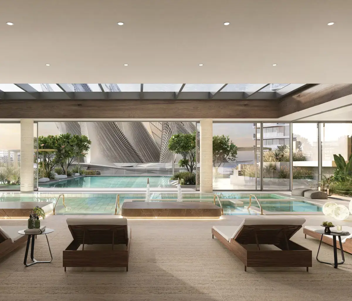 Terraced outdoor spaces and wellness gardens at The Source II, Abu Dhabi