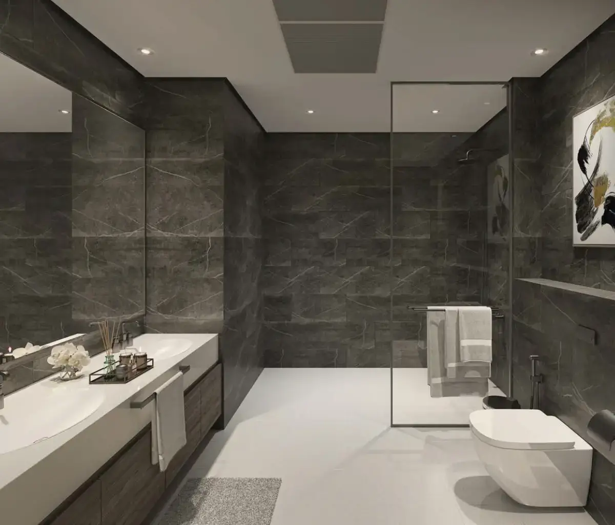 Luxurious bedroom suite with city views at Louvre Residences, Abu Dhabi