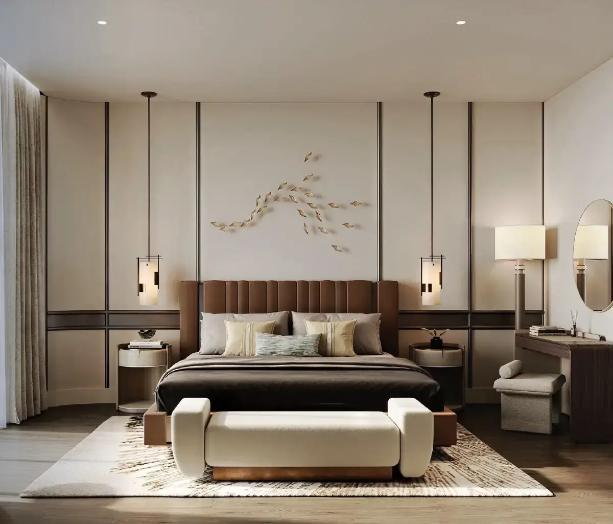Open-plan living and dining space with premium finishes in Yas Riva residence