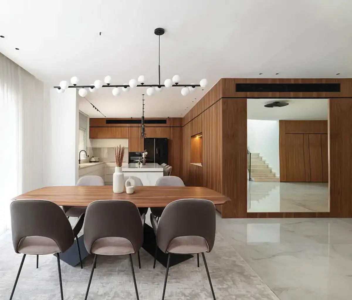 Modern kitchen design inside a luxury Ansam apartment, Abu Dhabi
