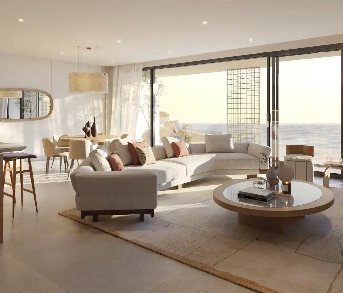 Bedroom suite with calming palette and custom built-in wardrobes