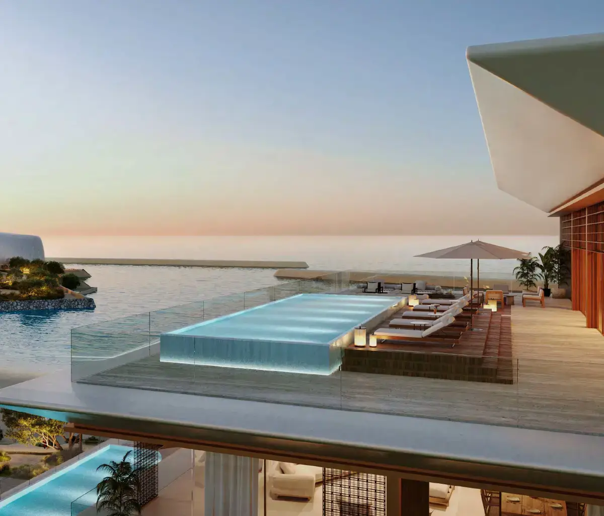 Elegant façade of Nobu Residences with contemporary Japanese-inspired design