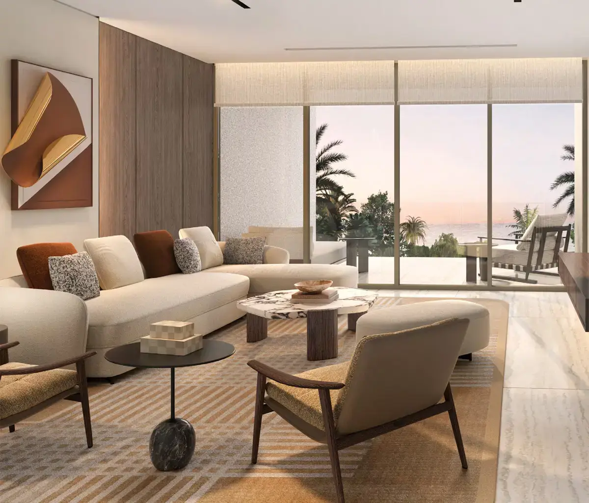Family room with contemporary furnishings and open layout