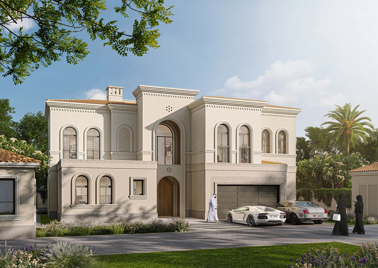 Tree-lined walkways and landscaped roads at Almeria Bloom Living community