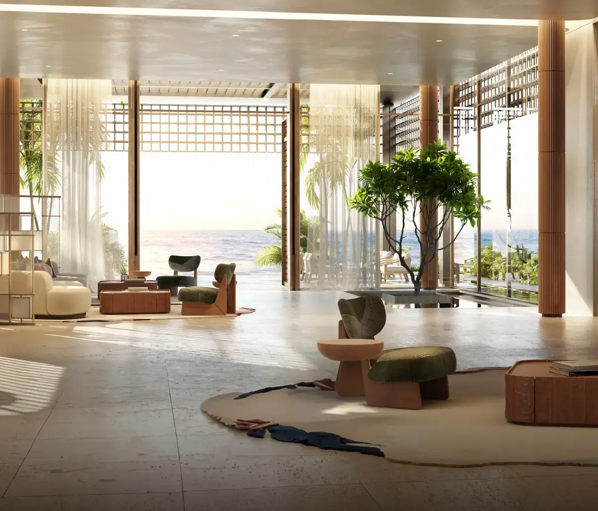 Spa-style bathroom with soaking tub and marble surfaces at Nobu Residences