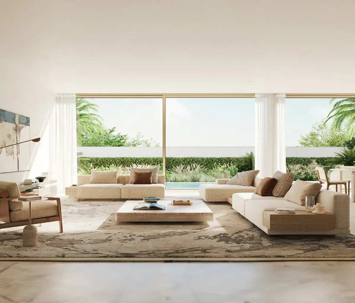 Living and dining space designed for natural light and coastal comfort