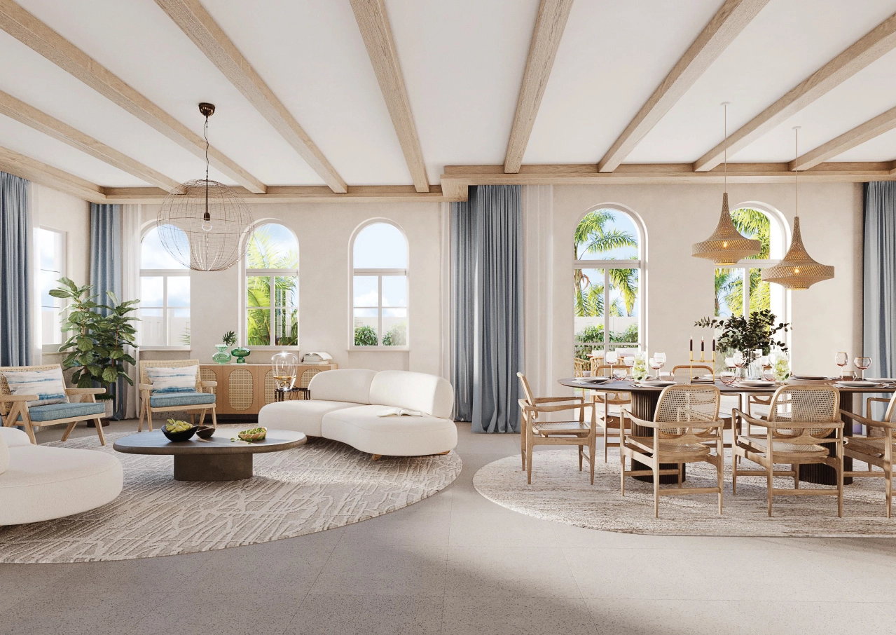 Bright living room with soft Mediterranean finishes in Toledo villa