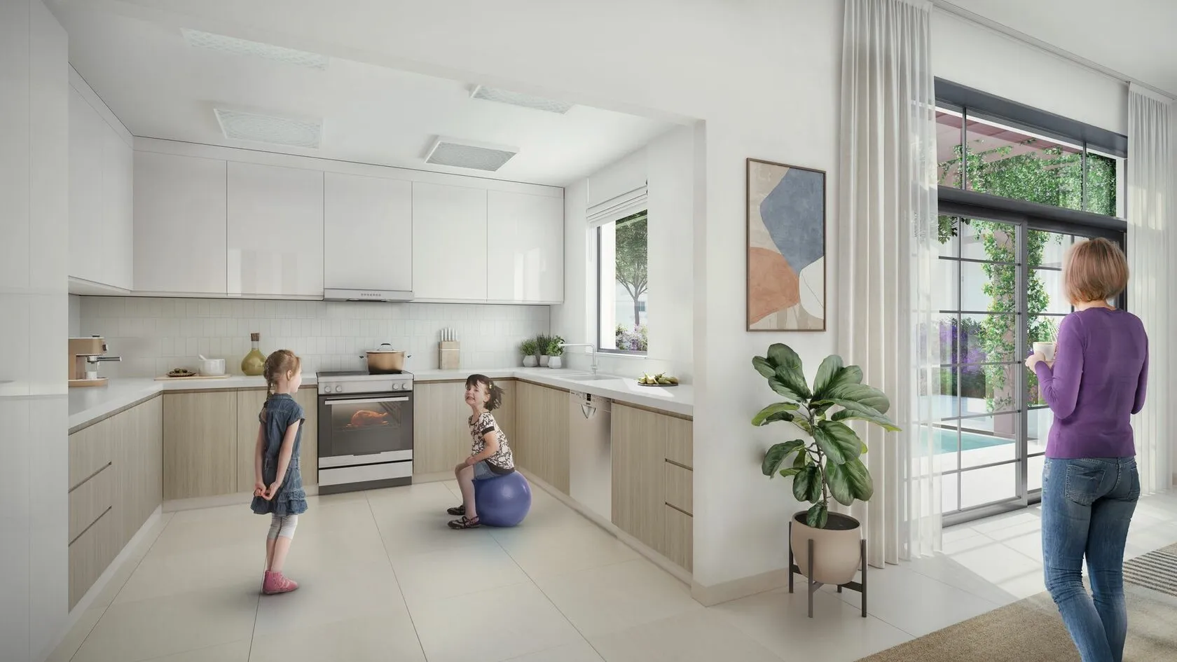 built-in appliances and ample counter space
