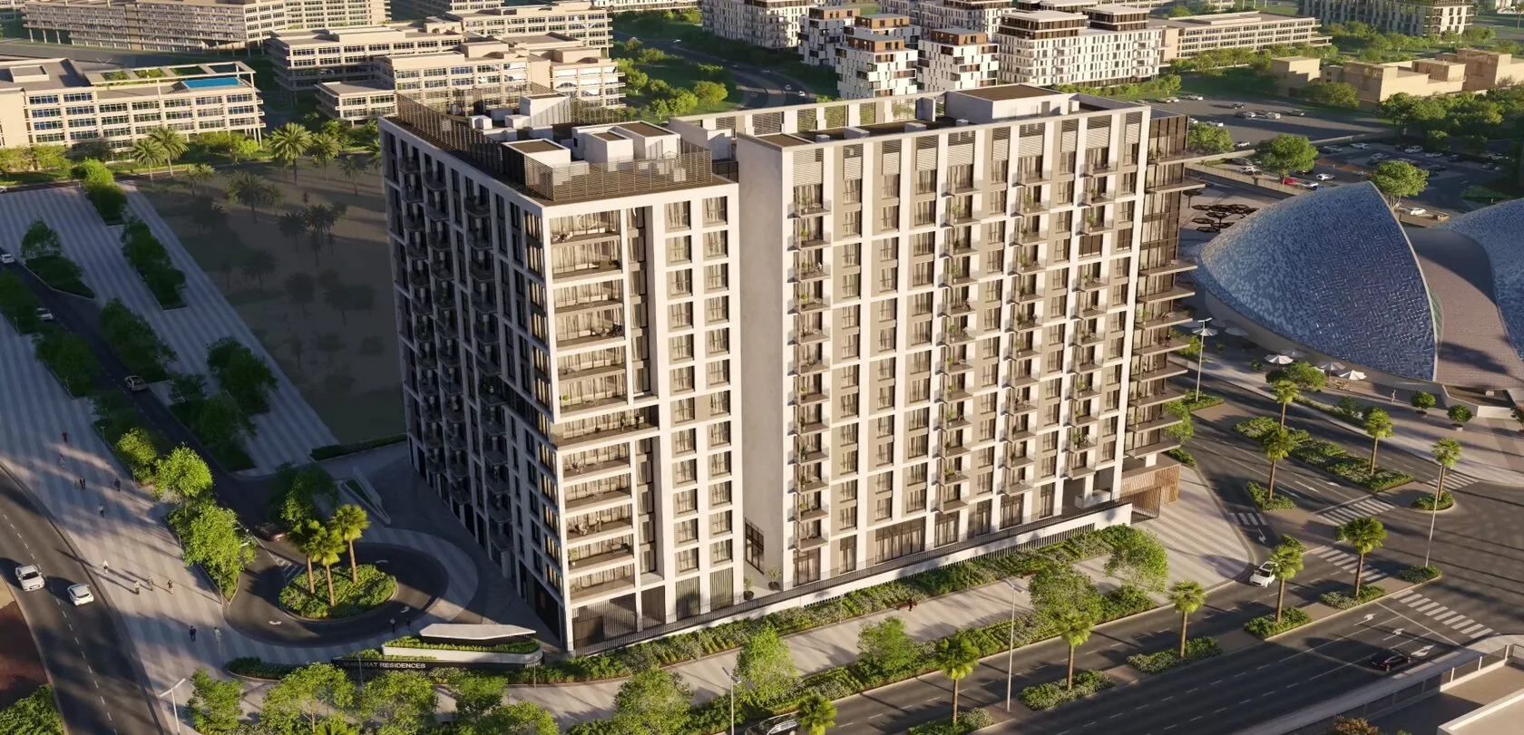 Street view of Manarat Living surrounded by the cultural district of Saadiyat Island