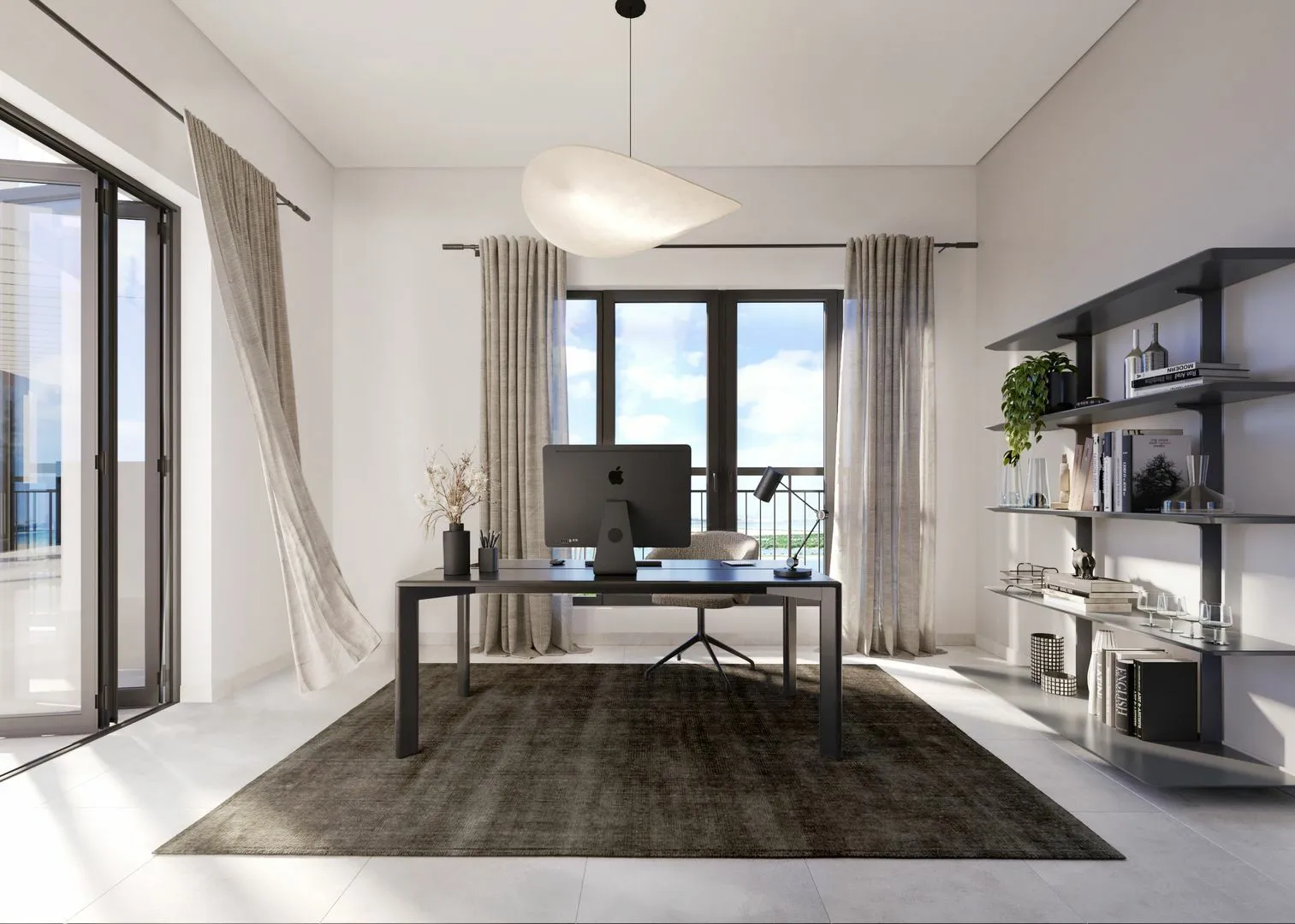 Master bedroom with direct balcony access and sweeping golf views