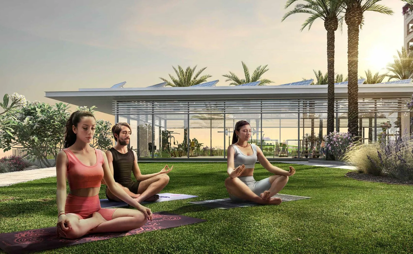 Elevated position of Yas Golf Collection Views offering open skyline scenes
