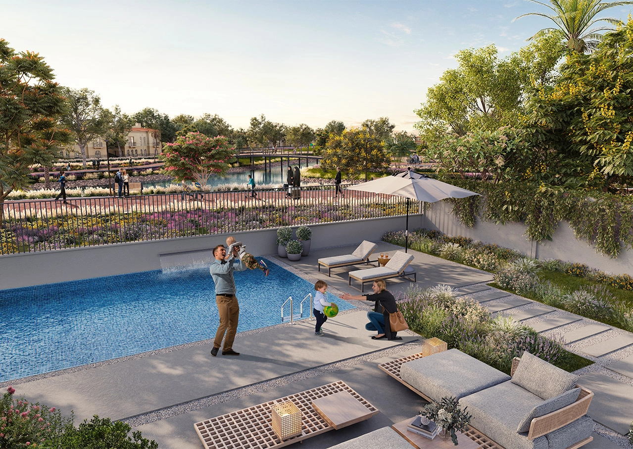 Peaceful community setting at Almeria Bloom Living surrounded by greenery