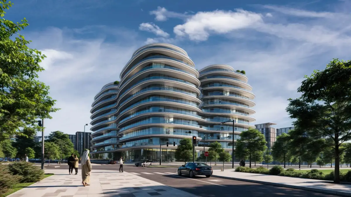 Lush green spaces surrounding the serene Henge Residences development