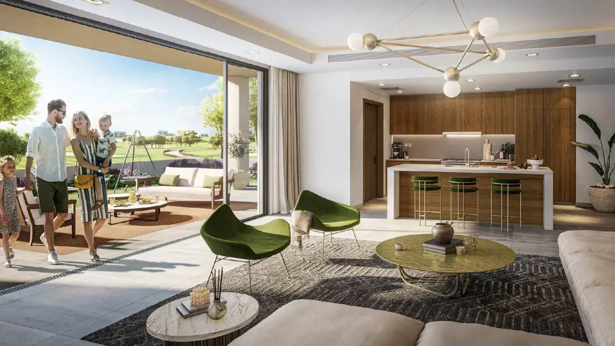 Spacious living room with natural light in The Dahlias villa