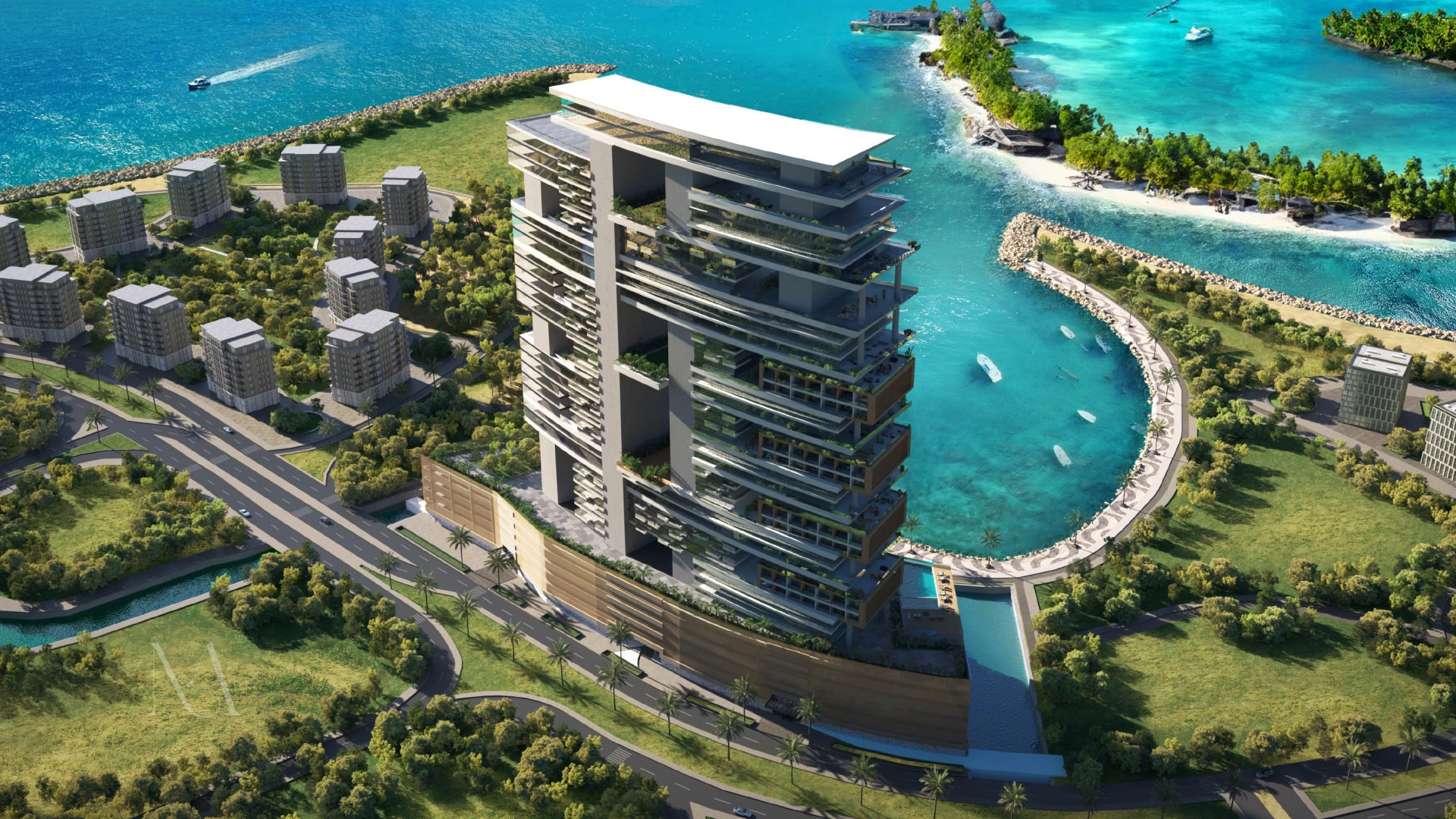 Elegant high-rise design at Radiant Marina with full balcony access